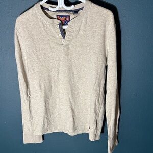 Superdry Cream Long Sleeve Thermal Henley Shirt